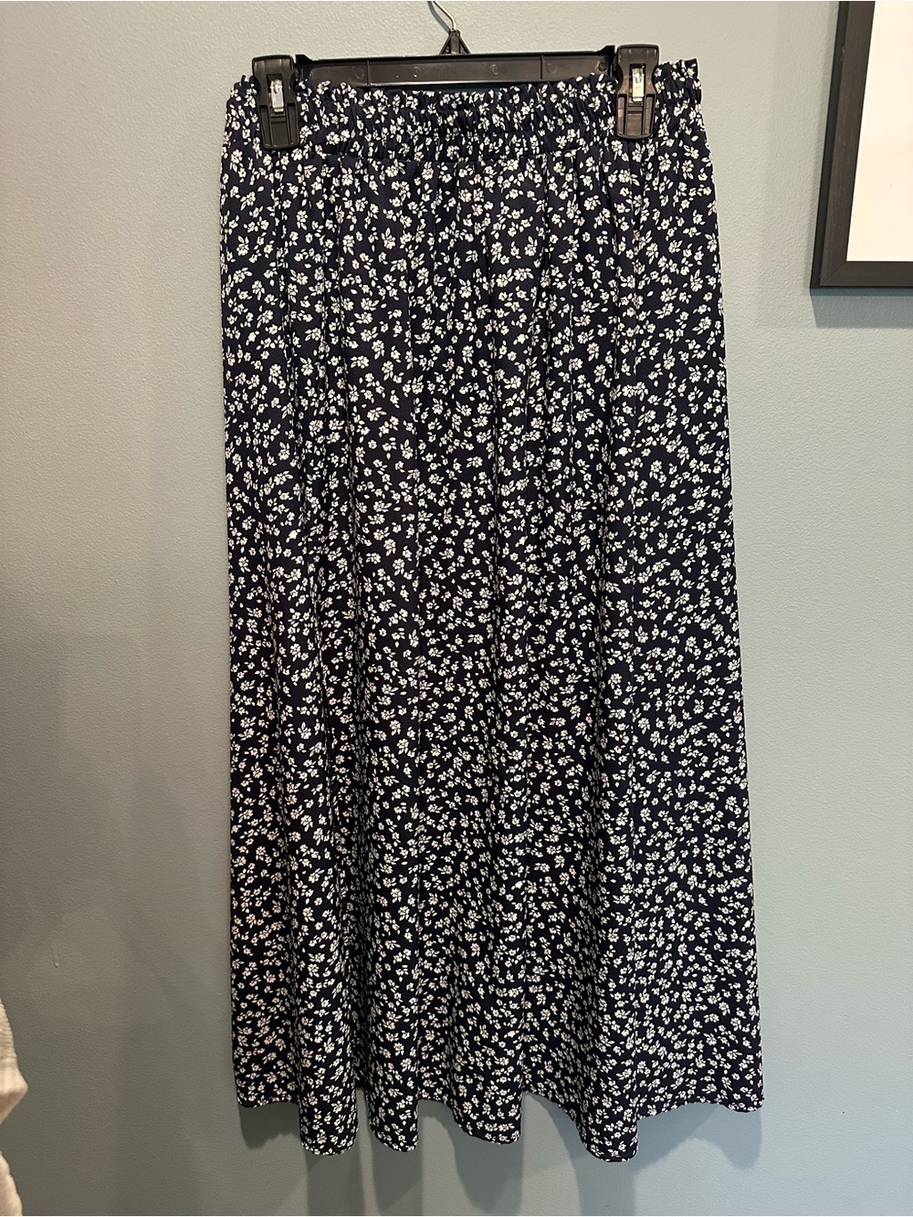 SHEIN Navy and White Floral Maxi Skirt